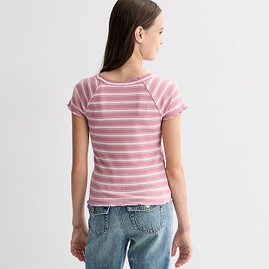 Girls 7-20 SO® Short Sleeve Cinch Front Top in Regular & Plus Size