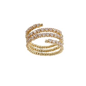 City Luxe Gold-Tone Cubic Zirconia Coil Ring