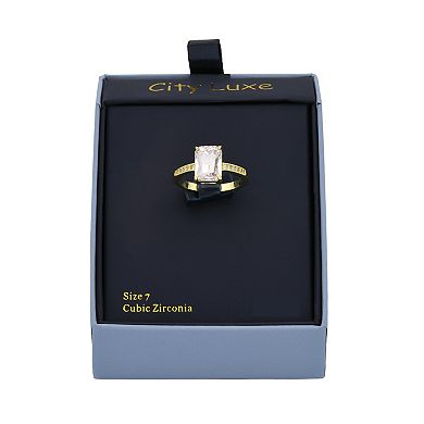 City Luxe Gold Tone Crystal and Cubic Zirconia Ring