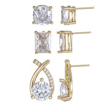 City Luxe Gold-Tone Cubic Zirconia Stud Earrings
