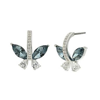 City Luxe Silver Tone Crystal Butterfly Earrings