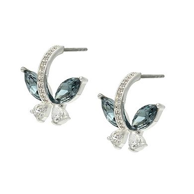City Luxe Silver Tone Crystal Butterfly Earrings