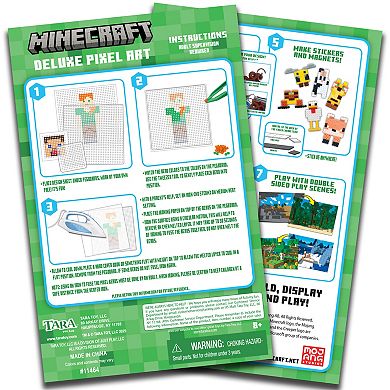Tara Toy Deluxe Pixel Art Craft Kit - Minecraft - 810-pc. Design & Fuse Magnets & Stickers