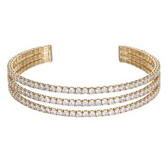 Gold-Tone Cubic Zirconia Split Tennis Bracelet