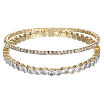 Gold-Tone Cubic Zirconia Tennis Bracelet