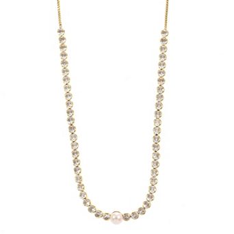 Gold-Tone Cubic Zirconia Tennis Necklace