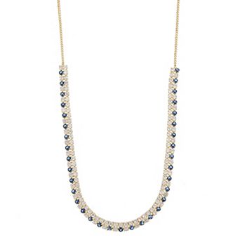 Silver-Tone Cubic Zirconia Tennis Necklace