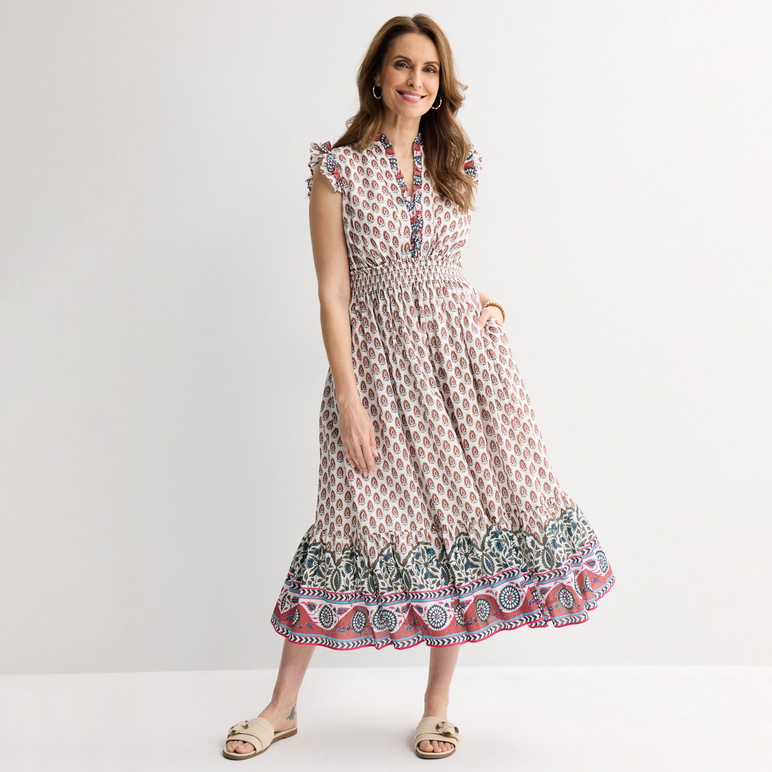 Женские платья Farmers Market Ruffle Sleeve Midi Dress