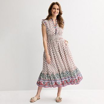 Women's Farmers Market Ruffle Sleeve Midi Dress