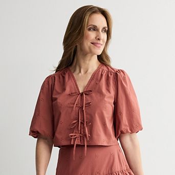 Women's Farmers Market Bow Front Eyelet Top