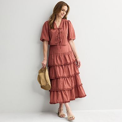 Women's Farmers Market Bow Front Eyelet Top