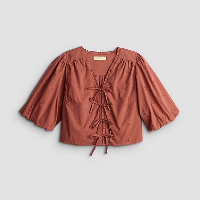 Women's Farmers Market Bow Front Eyelet Top