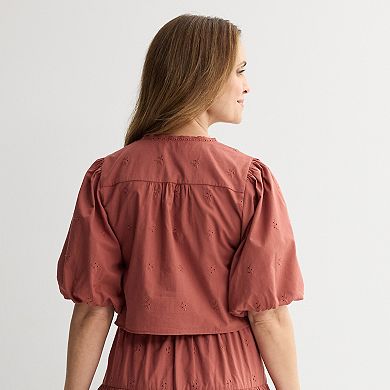 Women's Farmers Market Bow Front Eyelet Top