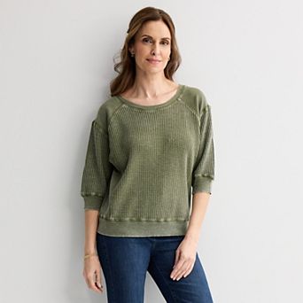 Women's Farmers Market Waffle Long Sleeve Top