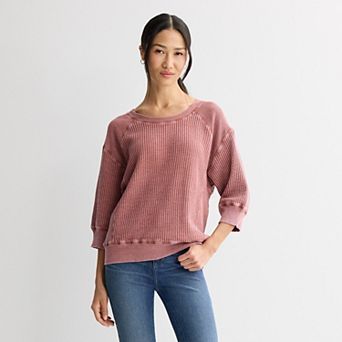 Women's Farmers Market Waffle Long Sleeve Top