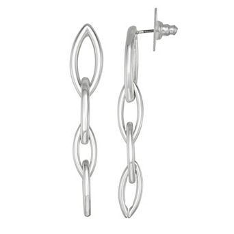 Nine West Silver-Tone Navette Linear Earrings