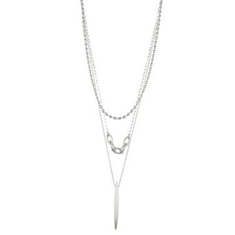 Nine West Silver-Tone Navette Multi-Row Necklace