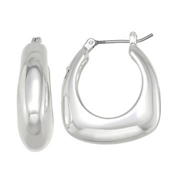 Nine West Silver-Tone Click-It Hoop Earrings