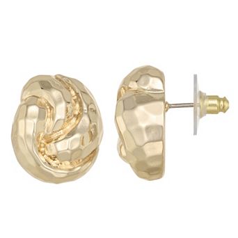 Nine West Gold-Tone Faceted Knot Stud Earrings