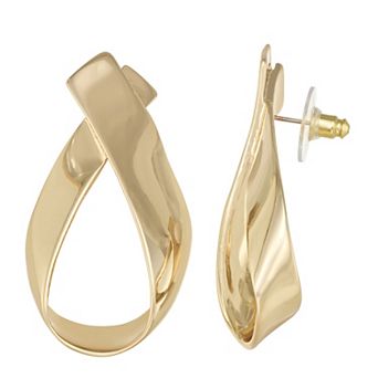 Nine West Gold-Tone Metal Ribbon Post Earrings
