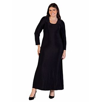 Plus Size 24Seven Comfort Apparel Scoopneck Shimmery Fabric Maxi Dress