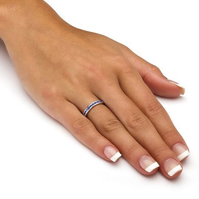 PalmBeach Jewelry Round Simulated Birthstone Stackable Eternity Band in Sterling Silver