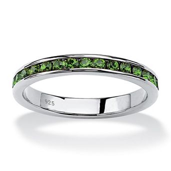 PalmBeach Jewelry Round Simulated Birthstone Stackable Eternity Band in Sterling Silver