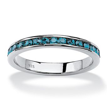 PalmBeach Jewelry Round Simulated Birthstone Stackable Eternity Band in Sterling Silver