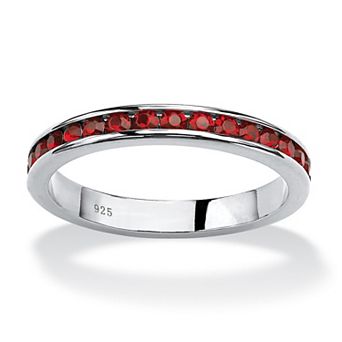 PalmBeach Jewelry Round Simulated Birthstone Stackable Eternity Band in Sterling Silver