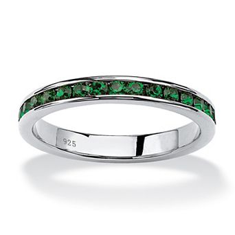 PalmBeach Jewelry Round Simulated Birthstone Stackable Eternity Band in Sterling Silver