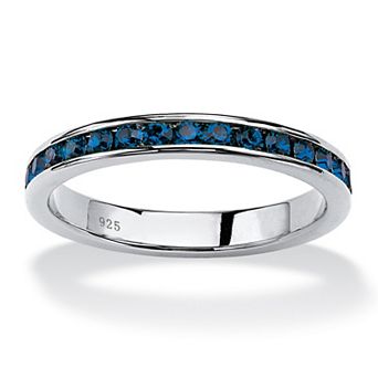 PalmBeach Jewelry Round Simulated Birthstone Stackable Eternity Band in Sterling Silver