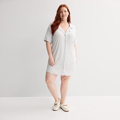 Plus Size Sonoma Goods For Life® Short Sleeve Modal Notch Sleepshirt
