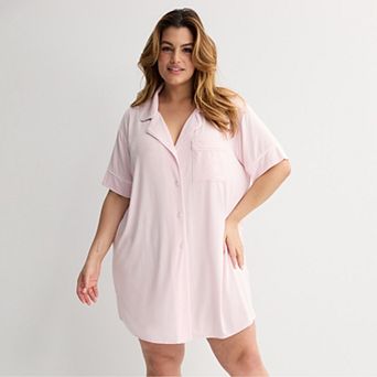 Plus Size Sonoma Goods For Life® Short Sleeve Modal Notch Sleepshirt