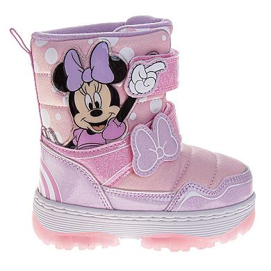 Disney's Minnie Mouse Boots Girls Pink Glitter Warm Lined Side Zipper (Toddler/Little Kid)