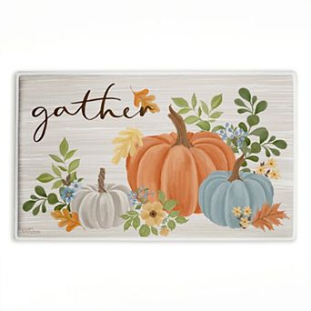 Stupell Home Decor Gather Welcome Autumn Pumpkins Decorative Bath Mat
