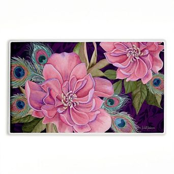 Stupell Home Decor Midnight Garden Peacock Feathers Decorative Bath Mat