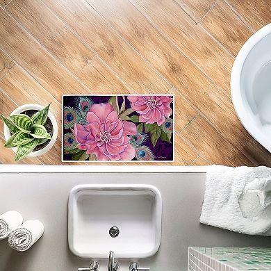 Stupell Home Decor Midnight Garden Peacock Feathers Decorative Bath Mat