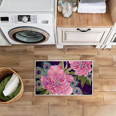 Stupell Home Decor Midnight Garden Peacock Feathers Decorative Bath Mat