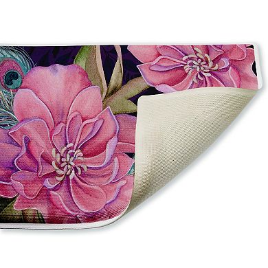 Stupell Home Decor Midnight Garden Peacock Feathers Decorative Bath Mat