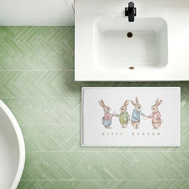 Stupell Home Decor Minimal Happy Easter Bunnies Decorative Bath Mat