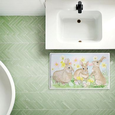Stupell Home Decor Easter Bunnies & Flowers Decorative Bath Mat