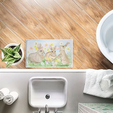 Stupell Home Decor Easter Bunnies & Flowers Decorative Bath Mat