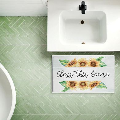 Stupell Home Decor Bless This Home Sunflowers Decorative Bath Mat