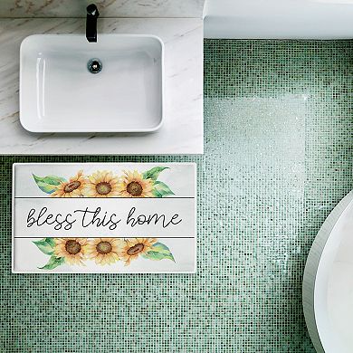 Stupell Home Decor Bless This Home Sunflowers Decorative Bath Mat