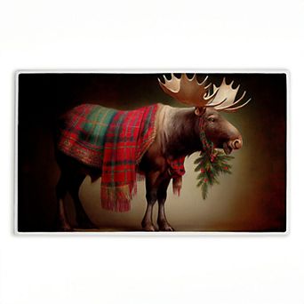 Stupell Home Decor Festive Moose Plaid Decorative Bath Mat