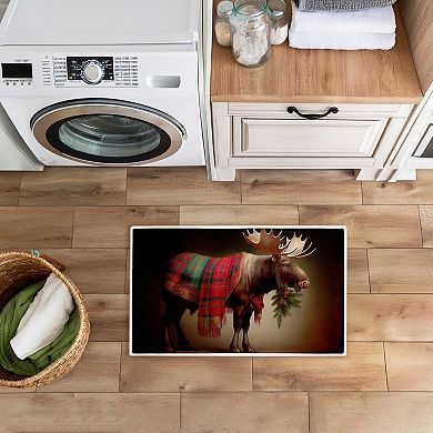 Stupell Home Decor Festive Moose Plaid Decorative Bath Mat