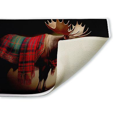 Stupell Home Decor Festive Moose Plaid Decorative Bath Mat