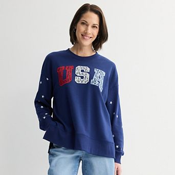 Women's Americana Lace USA Graphic Pullover Sweater