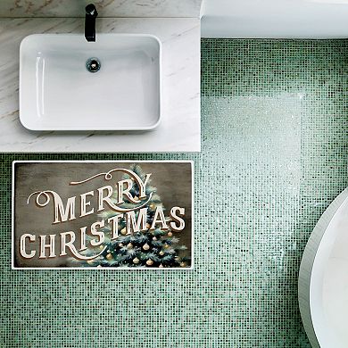 Stupell Home Decor Vintage Merry Christmas Greeting Bath Mat