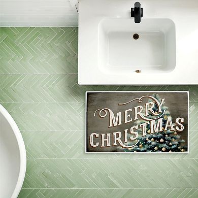Stupell Home Decor Vintage Merry Christmas Greeting Bath Mat